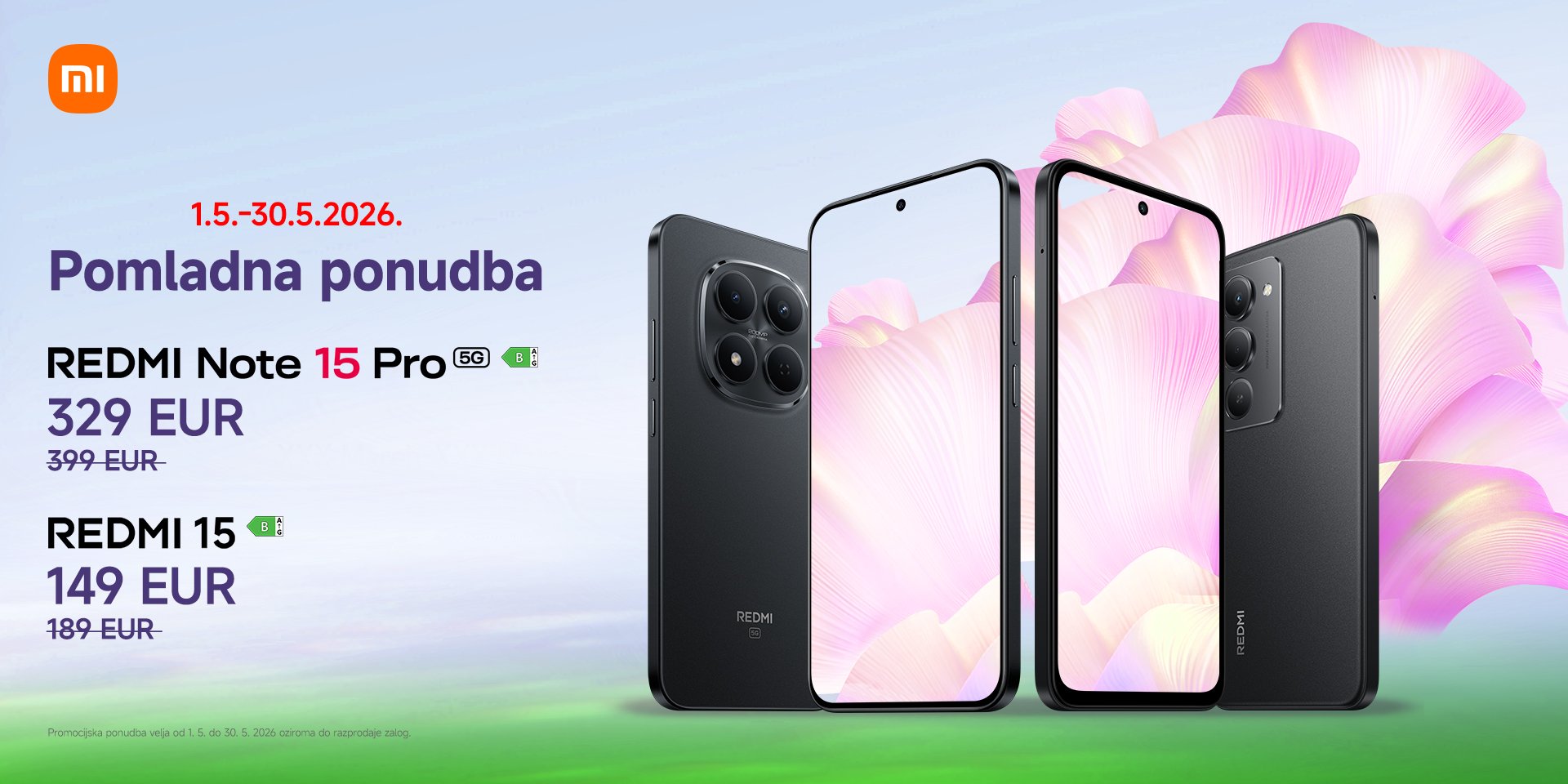 Xiaomi REDMI note 15 Pro in REDMI 15 akcija